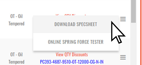 specsheet menu in table download blueprint